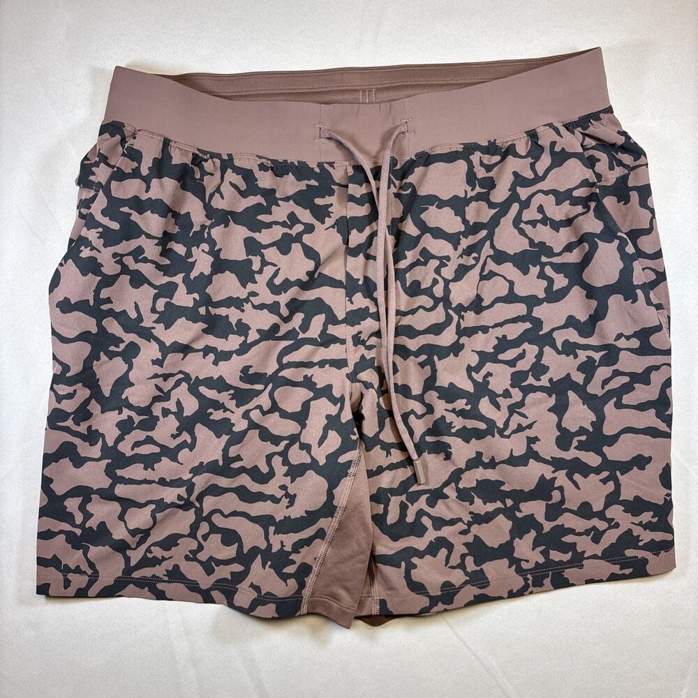 Lululemon Mens XL Zeroed In Linerless Shorts Brown Black Drawstring 7” Inseam